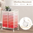 Pemberly Row 20 Drawers Rolling Cart Storage Studio Organizer Bins Pink