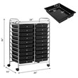 Pemberly Row 20 Drawers Rolling Cart Storage Studio Organizer Bins Black