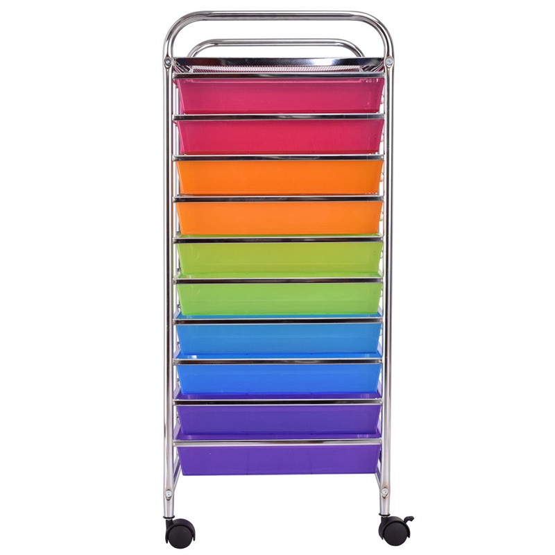 Pemberly Row 20 Drawers Rolling Cart Storage Studio Organizer Bins Colorful
