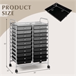 Pemberly Row 20 Drawers Rolling Cart Storage Studio Organizer Bins Gray
