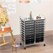 Pemberly Row 20 Drawers Rolling Cart Storage Studio Organizer Bins Gray