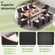 Pemberly Row Contemporary 9 PCS Patio Dining Set w/Umbrella Hole Brown