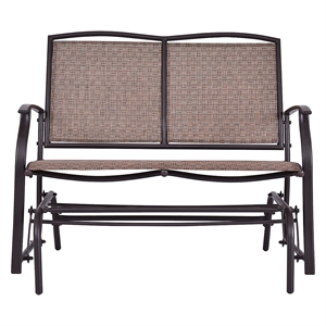 Pemberly Row Patio Glider Rocking Bench Double 2 Person Chair Brown