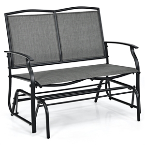 Pemberly Row Patio Glider Rocking Bench Double 2 Person Chair Gray
