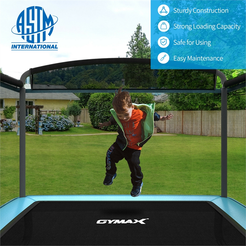Pemberly Row 6FT Kids Recreational Trampoline W/W/Swing Safety Enclosure Blue