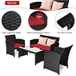 Pemberly Row 4PCS Patio Rattan Furniture Conversation Set Garden Red