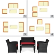 Pemberly Row 8PCS Patio Rattan Furniture Conversation Set Garden Red