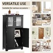 Pemberly Row Bathroom Floor Storage Cabinet Kitchen Cupboard Black