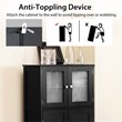 Pemberly Row Bathroom Floor Storage Cabinet Kitchen Cupboard Black