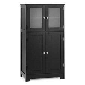 Pemberly Row Bathroom Floor Storage Cabinet Kitchen Cupboard Black