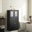 Pemberly Row Bathroom Floor Storage Cabinet Kitchen Cupboard Black
