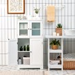 Pemberly Row Bathroom Floor Storage Cabinet Kitchen Cupboard White