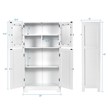 Pemberly Row Bathroom Floor Storage Cabinet Kitchen Cupboard White