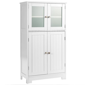 Pemberly Row Bathroom Floor Storage Cabinet Kitchen Cupboard White