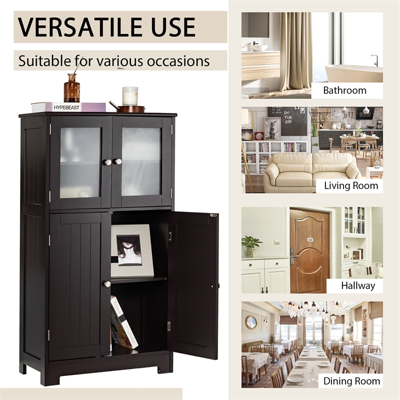 Pemberly Row Bathroom Floor Storage Cabinet Kitchen Cupboard Brown