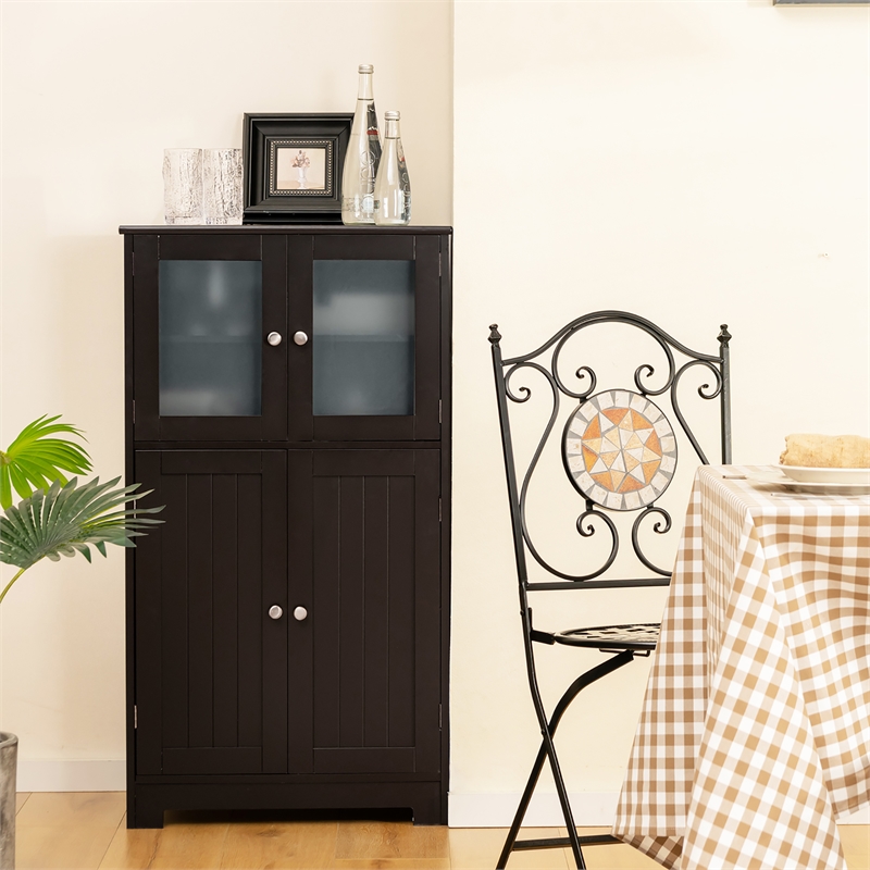 Pemberly Row Bathroom Floor Storage Cabinet Kitchen Cupboard Brown