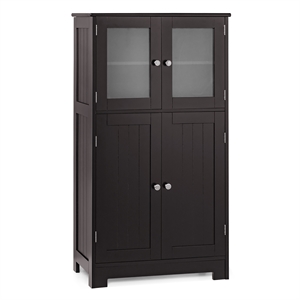 Pemberly Row Bathroom Floor Storage Cabinet Kitchen Cupboard Brown