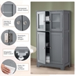 Pemberly Row Bathroom Floor Storage Cabinet Kitchen Cupboard Gray