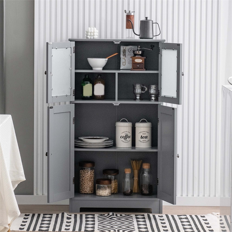 Pemberly Row Bathroom Floor Storage Cabinet Kitchen Cupboard Gray