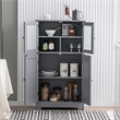 Pemberly Row Bathroom Floor Storage Cabinet Kitchen Cupboard Gray