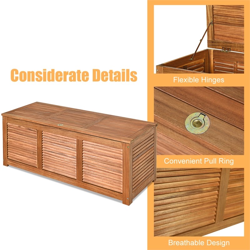 Pemberly Row 47 Gallon Deck Storage Acacia Wood Organization Toys Cushions Tools