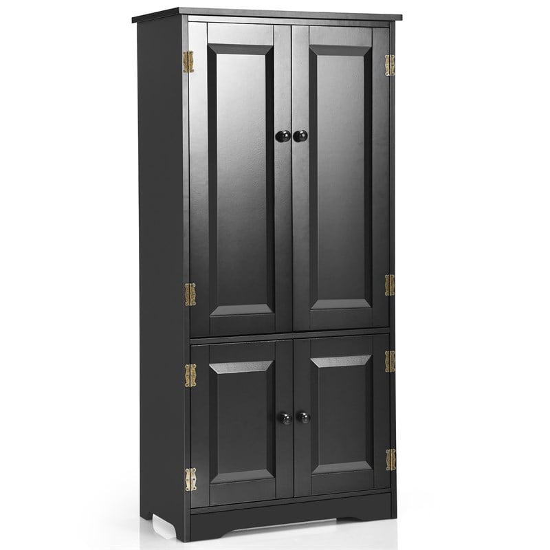 Pemberly Row Accent Floor Storage Cabinet W/ Adjustable Shelves Black