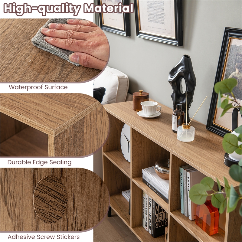 Pemberly Row Storage Shelf Organizer Bookcase Square Cubby Cabinet Natural