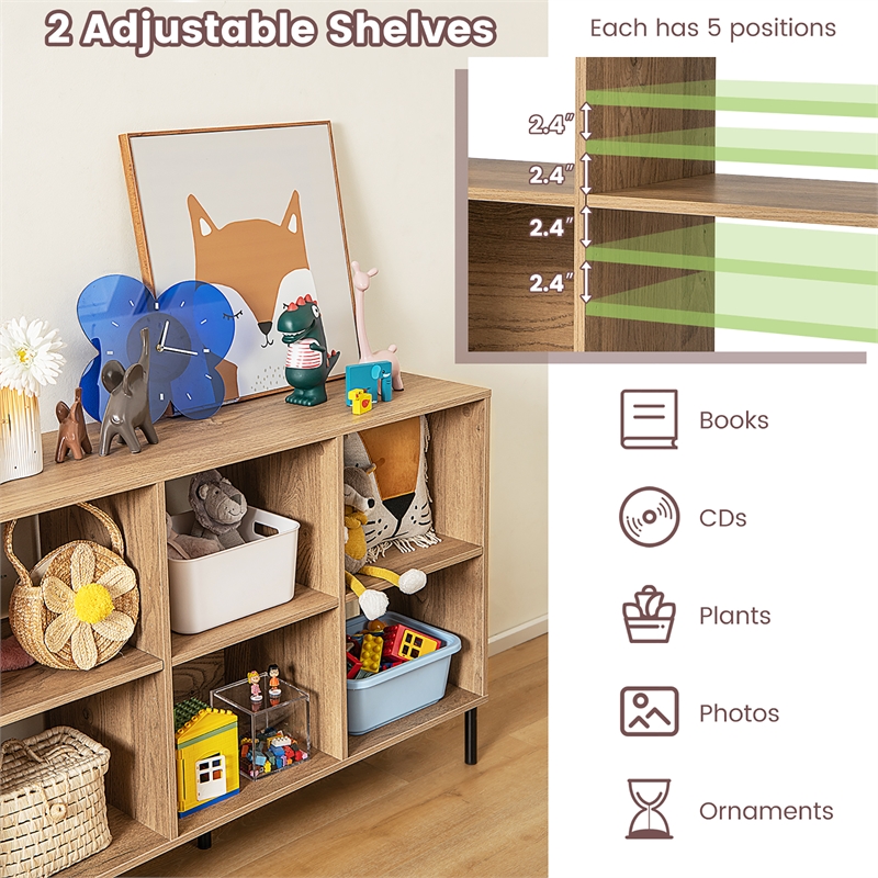 Pemberly Row Storage Shelf Organizer Bookcase Square Cubby Cabinet Natural