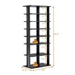 Pemberly Row 7 Tier Double Rows Shoe Rack Vertical Wooden Organizer Black