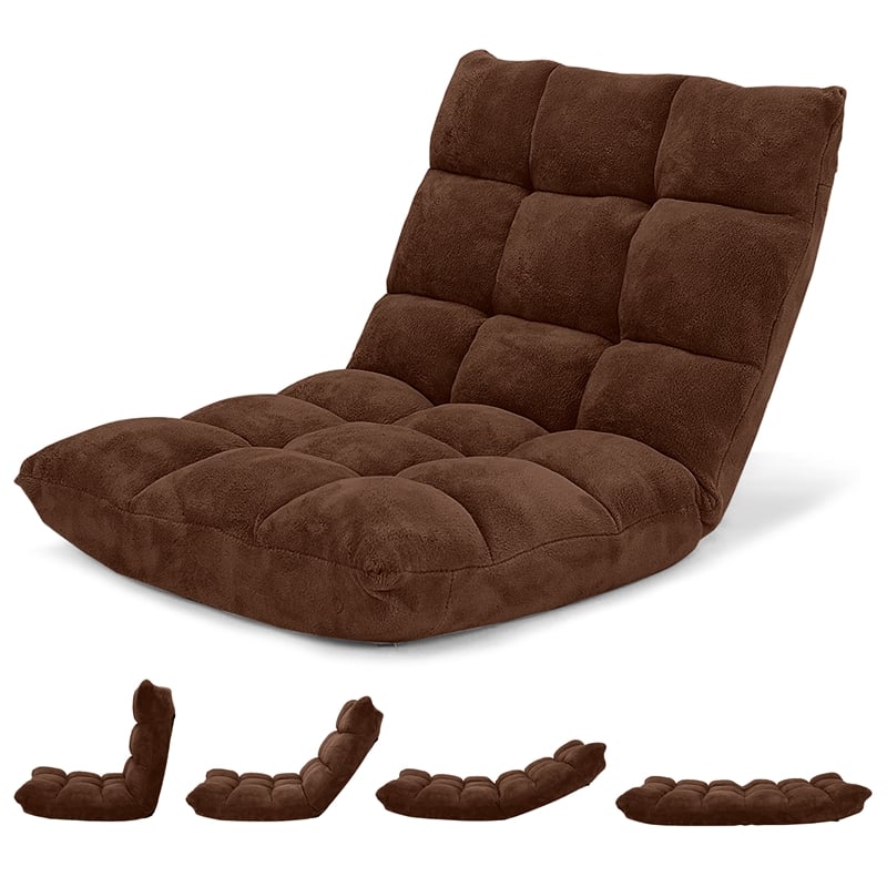 Pemberly Row 14 Position Floor Chair Folding Lazy Gaming Sofa Cushioned Coffee