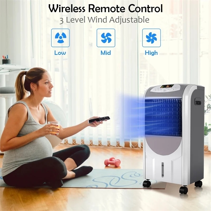 Pemberly Row Portable Air Cooler Fan & Heater Humidifier w/Washable Filter White