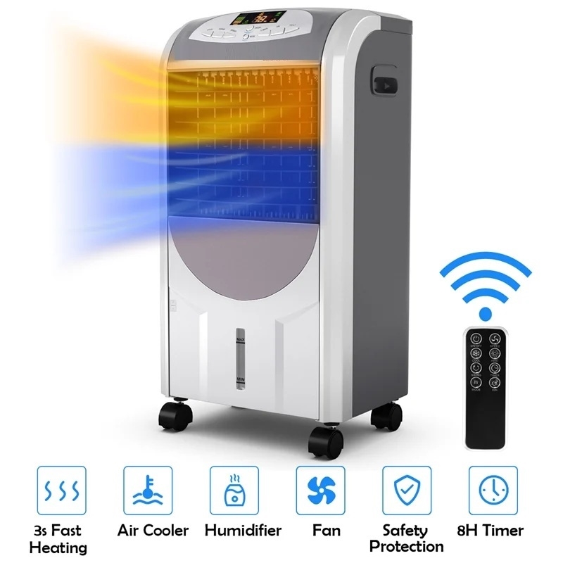 Pemberly Row Portable Air Cooler Fan & Heater Humidifier w/Washable Filter White