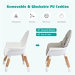 Pemberly Row Baby High Chair Infant Convertible Chair 5 Point Seat Belt Gray