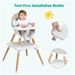 Pemberly Row Baby High Chair Infant Convertible Chair 5 Point Seat Belt Gray