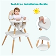 Pemberly Row Baby High Chair Infant Convertible Chair 5 Point Seat Belt Khaki