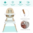 Pemberly Row Baby High Chair Infant Convertible Chair 5 Point Seat Belt Khaki