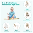 Pemberly Row Baby High Chair Infant Convertible Chair 5 Point Seat Belt Khaki