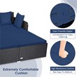 Pemberly Row Outdoor Patio Rattan Daybed Cushioned Sofa Furniture Navy