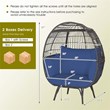 Pemberly Row Patio Oversized Wicker Egg Chair Lounge Basket 4 Cushion Navy