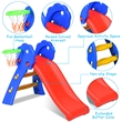 Pemberly Row 2 Step Children Folding Slide w/ Basketball Hoop For Kids