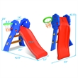 Pemberly Row 2 Step Children Folding Slide w/ Basketball Hoop For Kids