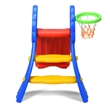 Pemberly Row 2 Step Children Folding Slide w/ Basketball Hoop For Kids