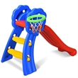Pemberly Row 2 Step Children Folding Slide w/ Basketball Hoop For Kids