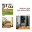 Pemberly Row 27PCS Patio Interlocking Tiles Acacia Slat Wood Garden Natural