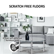 Pemberly Row Tempered Glass Oval Side Coffee Table Shelf Chrome Base Clear