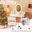 Pemberly Row Vanity Set w/ Lighted Mirror Chair 2 Color LED Lighting Makeup