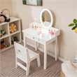 Pemberly Row Vanity Set w/ Lighted Mirror Chair 2 Color LED Lighting Makeup