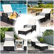 Pemberly Row PE Rattan Chaise Lounge Chair Armrest Recliner Adjustable Black