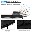 Pemberly Row PE Rattan Chaise Lounge Chair Armrest Recliner Adjustable Black