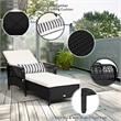 Pemberly Row PE Rattan Chaise Lounge Chair Armrest Recliner Adjustable Black